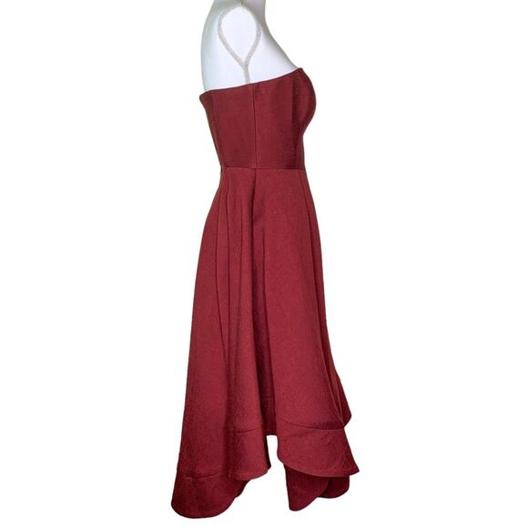 C/MEO Collective Making Waves Strapless Fit & Flare Dress Claret Red Burgundy - Picture 5 of 11